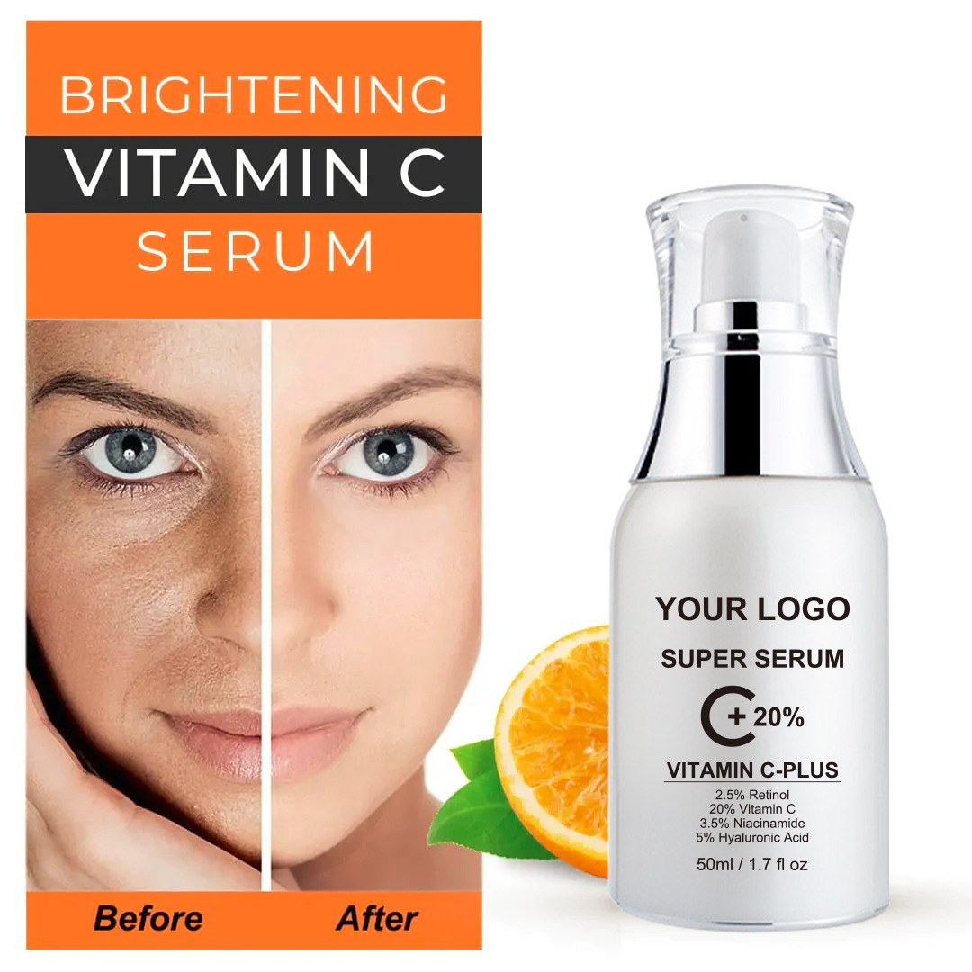 OEM High Quality 50ml Organic Anti-Wrinkle Vitamin C Serum Private Label Organic Orange Moisturizing Beauty Personal Care Serum