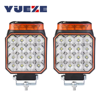 4 Zoll 48W LED-Arbeitsscheinwerfer Flutlicht Offroad Stroboskop Blinklicht Bernsteinfarbenes Signalleuchte für Schaufelbagger, Baumaschinen, Gabelstapler, Lader