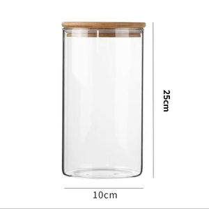 Hot Sale Round Shape High Borosilicate Glass Storage <b>Jar</b> Tanks With Bamboo Wooden Lid for Kitchen Food <b>Spice</b> Storage 1000ml - Product Image 4