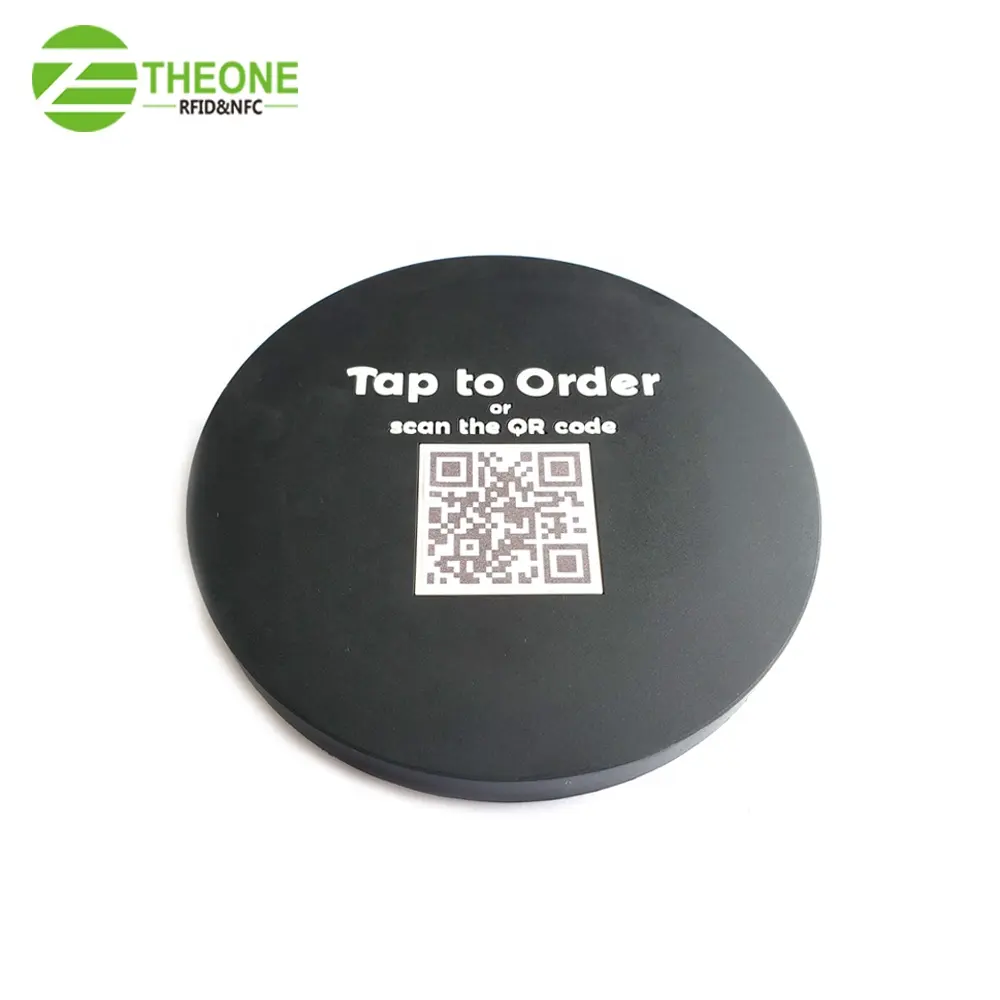 Logo kustom bulat NFC beacon PVC coaster untuk berbagi informasi sosial data