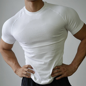 <span class=keywords><strong>Camiseta</strong></span> de Entrenamiento Personalizada para <span class=keywords><strong>Hombre</strong></span>, de Secado Rápido, Compresión <span class=keywords><strong>Ajustada</strong></span>, para Exteriores, Sin Costuras, <span class=keywords><strong>Manga</strong></span> Corta, Deportiva, Fitness - Product Image 4