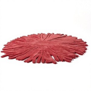 Modern Rectangle Wool Rug Red Hand Tufted Cut Pile Non-Slip Latex Backing Reversible Waterproof Eco-Friendly Stain Resistant - Product Image 1