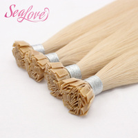Extensions de cheveux à pointe en K alignées sur les cuticules, couleur clair piano, extensions à la kératine à pointe plate, cheveux humains lisses ou ondulés