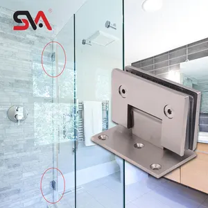 Heißes Produkt SVA-201 Badezimmer Quadrat 90 Grad Edelstahl Zink legierung Messing Dusch scharnier Gehärtetes Glas Hardware