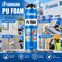 Mousse polyuréthane expansive SINOLINK OEM 750 ml, type pistolet, type paille, pour la construction et l'emballage