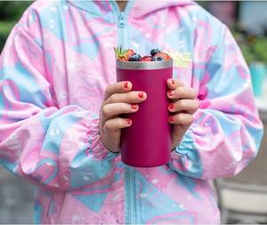 Gobelet noir Hot Saling avec couvercle et paille en acier inoxydable Double paroi isolé sous vide gobelet tasse à café pour les femmes - Product Image 6