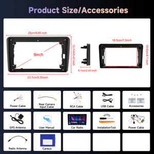 Podofo pour Audi A3 2003-2013 9 ''4 + 64G 2 Din Android Autoradio stéréo sans fil CarPlay/Android Auto Piano clé GPS WIFI - Product Image 6