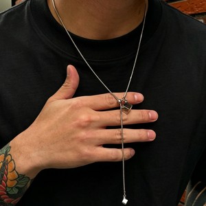 Collana con Pendente Cubo Quadrato a Catena Serpente in Acciaio Inossidabile, Regolabile a Y, Gioielli Geometrici Minimalisti da Uomo per Uso Quotidiano - Product Image 5