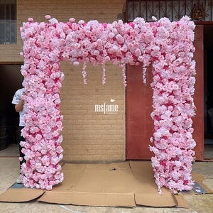 Cổng hoa giả MSFAME màu hồng sáng, làm phông nền đám cưới, tường hoa 3D - Product Image 1