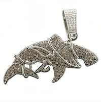 Collar con Colgante de Tiburón con Incrustaciones de Diamantes de Imitación en Cadena Cubana, Oro y Plata, para Hombres y Mujeres, Joyería Marina Hip Hop, Regalo
