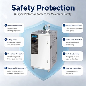 Générateur de vapeur électrique haute température JOWIN 18-72KW, 25-100kg/h, 0.7MPa, acier inoxydable 304, pour blanchisserie d'hôtel et repassage à la vapeur - Product Image 5