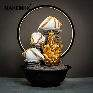 Ấn Độ Tôn Giáo bức tượng 3D chữ thập Hindu vị thần nghệ thuật vẽ tay nhựa Ganesha đài phun nước chảy dẫn ánh sáng đồ trang trí cho - Product Image 4