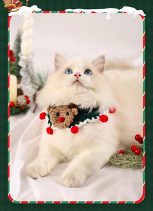 Vêtements pour chats écharpe pour animaux de compagnie collier de marionnette en tissu chat automne et hiver décoration écharpe pour chien en hiver - Product Image 3