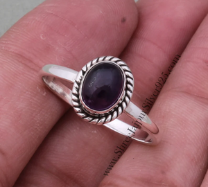 <b>Middle</b> <b>Finger</b> Amethyst Gemstone wedding ring cute unique design ring sterling silver stone ring - Product Image 1