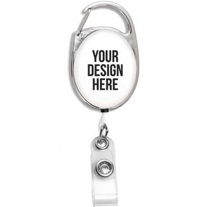 Hot Sales Custom Pull Badge ID Department Brand Name School Office Keychain Badge Reel <b>Holder</b> for Hiking Work ID Card - Product Image 2