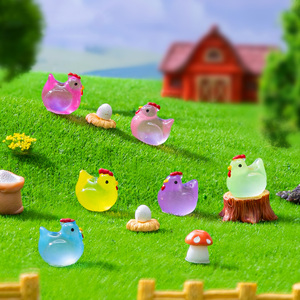 Luminous Miniature Chicken <strong>Figurines</strong> Glow in the Dark <strong>Tiny</strong> Resin Hens Ornament Charms for Fairy Garden Potted Room Home Decor - Product Image 1
