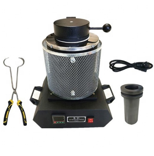 Small 1-3kg Electric Gold Smelting Furnace Aluminum Copper Silver Melting with Protective Net Packaged in Carton Box
