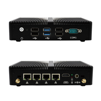 Mini PC sans ventilateur J5005, 4x I226 2.5G LAN, pare-feu, routeur logiciel, 4x USB2.0, 2x USB3.0, HD, DB9, RS232, COM, ordinateur industriel