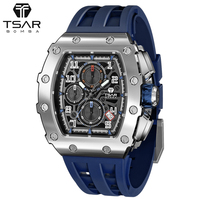 Reloj Mecánico Automático Cronógrafo de Alta Calidad, Estilo Tonneau, para Hombre, Deportivo, Elegante, de Marca, con Correa de Silicona, Seiko