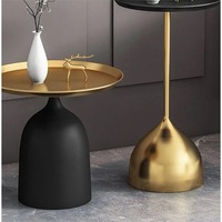 Moderner Skandinavischer Goldener Metall-Beistelltisch Runder Minimalistischer Endtisch für Wohnzimmer Sofa Schlafzimmer Kleiner Kaffeetisch