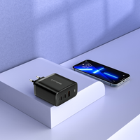 Chargeur mural USB-C GaN 65W, station d'alimentation, adaptateur de charge rapide, chargeur mural rapide 3 ports, compatible avec iPhone 16 Pro Max