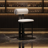 MX377 #   Tabouret de bar au design moderne en bois massif avec dossier en cuir noir, durable et écologique, pour bar à domicile, salle à manger, restaurant, hôtel