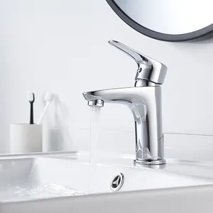 Momali-grifería de baño de diseño moderno y simple, mezclador de agua caliente y fría, cromado