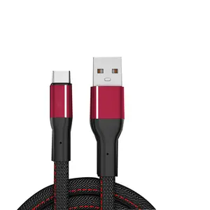 Mobile Phone Charging Cable Manufacturers Wholesale Denim Pattern Flat Cable USB Cable For Type C Micro USB Android Phones