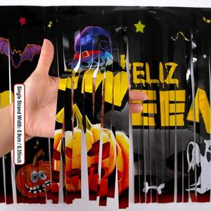 Cortina de flecos de aluminio con temática de Halloween de 1.8m, con fantasmas, calabazas y ángeles de la muerte, para fotomatón, puerta o telón de fondo - Product Image 2