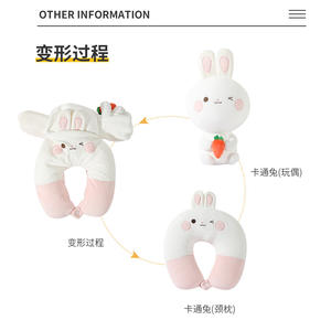 หมอนรองคอรูปตัว U ลายการ์ตูนกระต่าย สำหรับเด็กและผู้ใหญ่ ใช้ได้ทั้งชายและหญิง มีสีชมพู ฟ้า เหลืองให้เลือก - Product Image 2