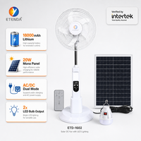Ventilateur sur pied solaire professionnel 20W DC avec adaptateur secteur, batterie lithium haute capacité 18000mAh, 3 vitesses, alimentation solaire