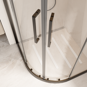 Cabines <span class=keywords><strong>de</strong></span> <span class=keywords><strong>douche</strong></span> coulissantes en aluminium noir <span class=keywords><strong>de</strong></span> style lot, avec cadre en verre trempé, pour hôpitaux et hôtels - Product Image 6