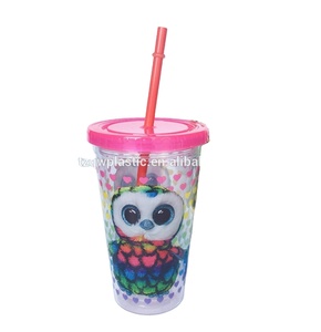 <span class=keywords><strong>Panda</strong></span> <span class=keywords><strong>Double</strong></span> <span class=keywords><strong>paroi</strong></span> <span class=keywords><strong>tasse</strong></span> En Plastique de paille avec transfert de chaleur printing-16oz - Product Image 2