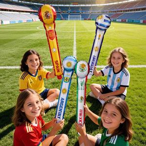 Bâtons gonflables pour supporters de football - Bâtons de ballons en aluminium à motif drapeau national pour accessoires de cheering et décorations de fête pour les stades mondiaux - Product Image 3