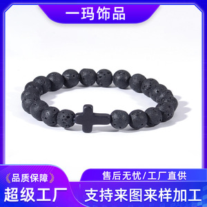 สร้อยข้อมือหินภูเขาไฟ 21 เม็ด รูปทรงเรขาคณิต ของขวัญเครื่องประดับ - Product Image 5