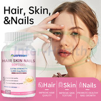 Ausreson OEM Capsules Cheveux Peau et Ongles Vitamines et Supplément Collagène Biotine Capsules pour Cheveux Ongles Capsules pour la Peau