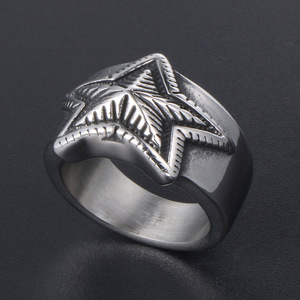 Anillo de Estrella de Acero Inoxidable SA971, Joyería de Moda Unisex, Regalo, Diseño Retro Metálico - Product Image 2