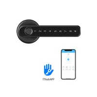 Kunci Pintu Biometrik Sidik Jari, Ponsel Pintar Elektronik dengan Kata Sandi, Kamar Tidur, Kayu Rumah, Tuya, Kunci Pintu Wifi
