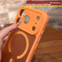 Coque Magnétique Tendance Couleurs Chaudes pour iPhone 18 17 16 Pro Max, Plaque Arrière Mate Translucide Givrée, Housse de Protection Antichoc