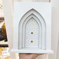 Décoration de Centre de Table Musulman en Bois pour Ramadan, Support Mosquée Eid Mubarak avec Lumières LED