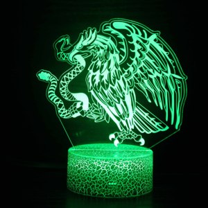 Búhos de luz nocturna 3D, águilas y pájaros cantores LED de 7 colores con control táctil Base de grietas Acrílico Festival creativo Regalo - Product Image 6