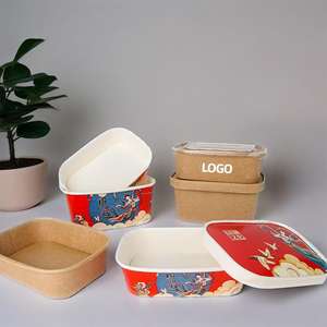 Cheap Price Brown Kraft Paper Lunch <b>Box</b> Rectangle <b>Food</b> Packaging Boxes Disposable Craft Paper Salad Bowl Containers with Lid - Product Image 2