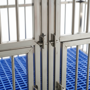 Cage pour <span class=keywords><strong>chien</strong></span> en acier inoxydable robuste avec roues, bac en plastique, enclos rectangulaire pour animaux de compagnie - Product Image 4