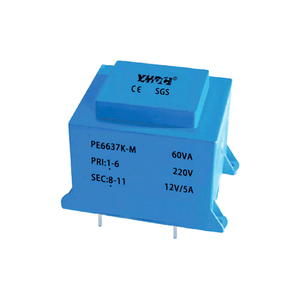 Transformador de Montaje en PCB Sellado con Epoxi YHDC PE6637K-M, 60VA, 110/220/230/380V AC, 6-24V, 50/60Hz, Bajo Ruido, Certificado UL94-V0, CE/RoHS - Product Image 1