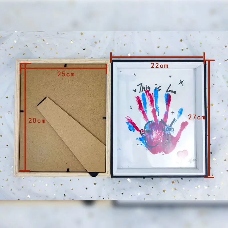 ที่มีคุณภาพสูง10นิ้วกรอบรูปไม้เครื่องประดับสร้างสรรค์ Diy ของขวัญที่ทำด้วยมือคู่ทารกครอบครัว Handprint กรอบรูป