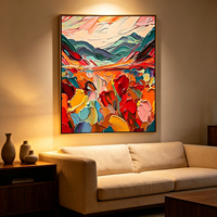Peinture à l'huile abstraite moderne de paysage montagneux, texture épaisse, peinte au couteau, 3D, sur toile, décoration murale