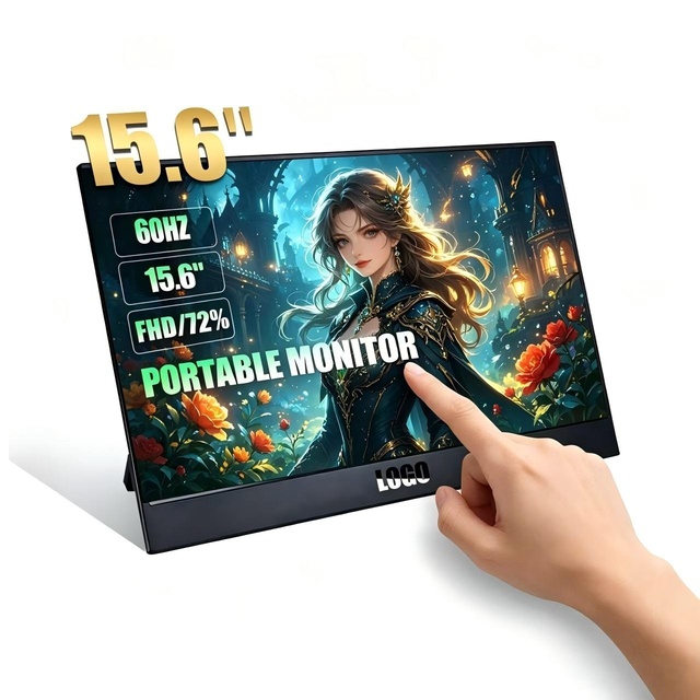 Portable Monitor 15.6 Inch FHD 1080P IPS Screen USB C HD-MI External Second Monitor Tablet Display for Graphic Design PC