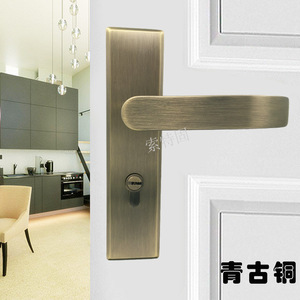 Cerradura de palanca Sotgu de acero inoxidable 304, bronce antiguo, estilo minimalista para puertas interiores de madera - Product Image 4