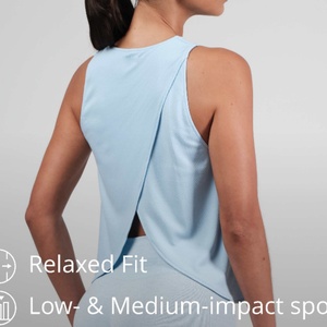 Camiseta Deportiva sin Mangas con Cuello Redondo, Diseño Personalizado, Secado Rápido, Corta, Holgada, para Yoga y Fitness, Estilo Cruzado para Mujer - Product Image 2