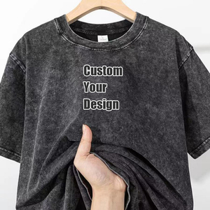 Camiseta vintage de algodón para hombre, estilo streetwear, con logotipo personalizado impreso en serigrafía, diseño de camiseta con lavado ácido para hombre. - Product Image 2